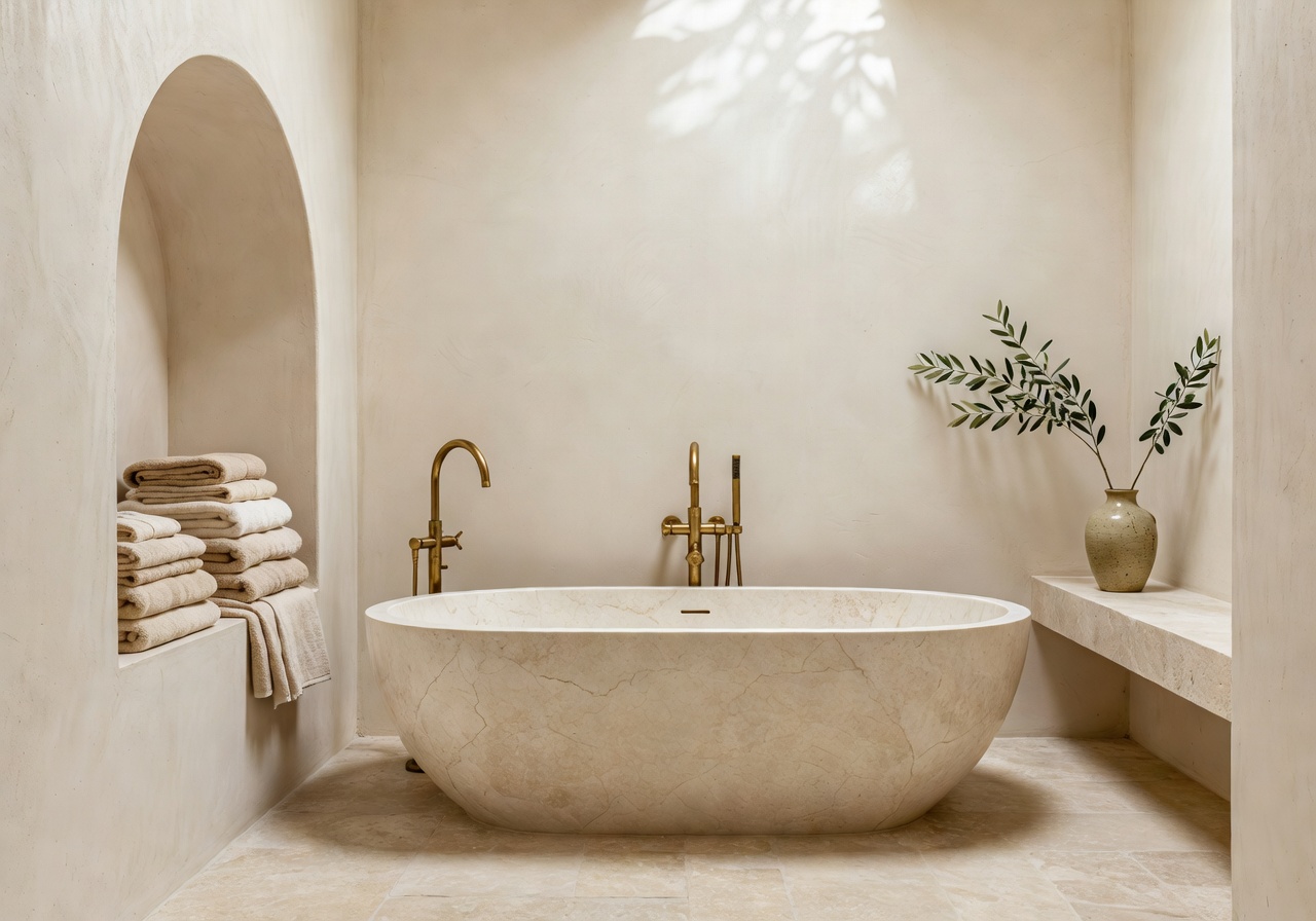 Mediterranean spa bathroom AI bathroom remodel