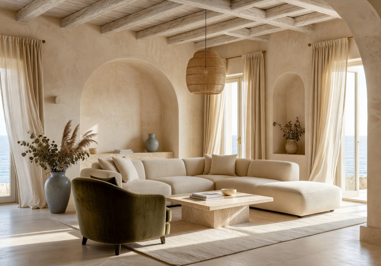 Mediterranean luxury living room by DecorAI AI interior design